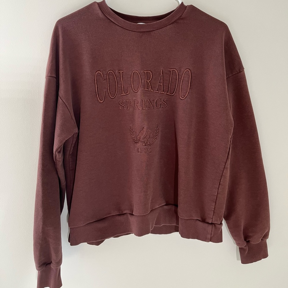 Stradivarius Cotton Varsity Colorado Sweatshirt in Brown Size M